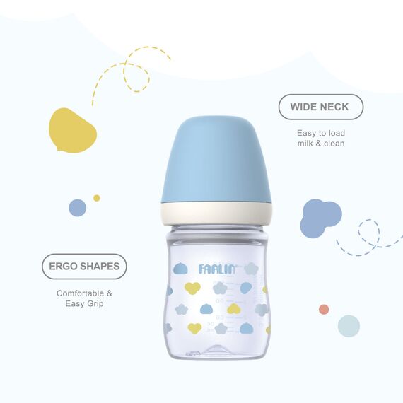 Farlin Grow With Colors PP Wide Neck Bottle Feeding 150ml 0M+, Color: Blue, 7 image