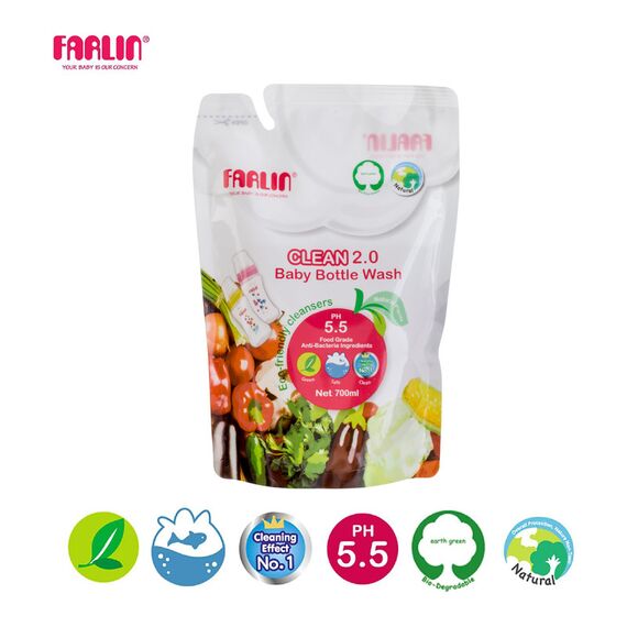 Farlin Clean 2.0 Baby Bottle Wash Refill Pack 700ml, 3 image