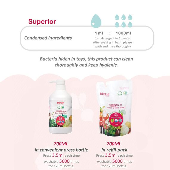 Farlin Clean 2.0 Baby Bottle Wash Refill Pack 700ml, 9 image