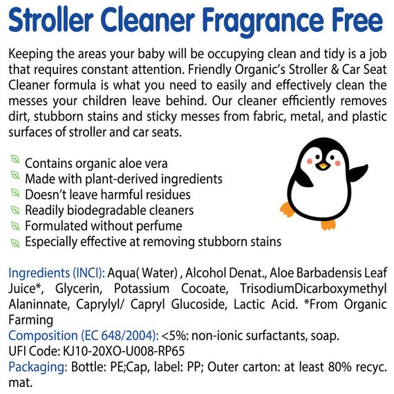 Friendly Organic 250ml Fragrance Free Stroller & Car Seat Cleaner - Clear, 6 image