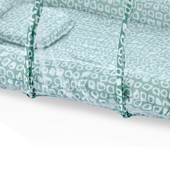 Babyjem Babynest with Mosquito Net 0-6 Months, Color: Green, 2 image
