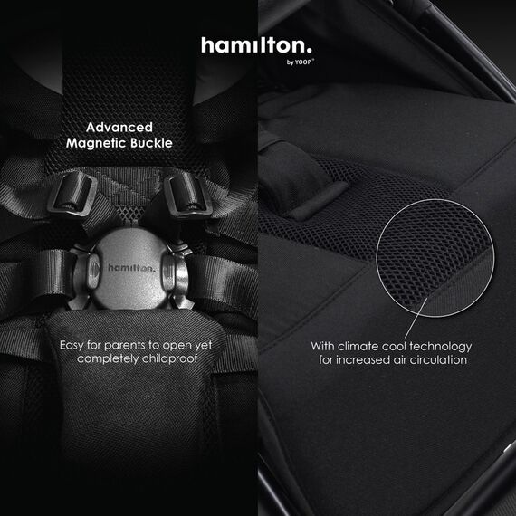 Hamilton by Yoop Everyday Stroller Autofold System Cabin Compartments, Color: Black, 7 image
