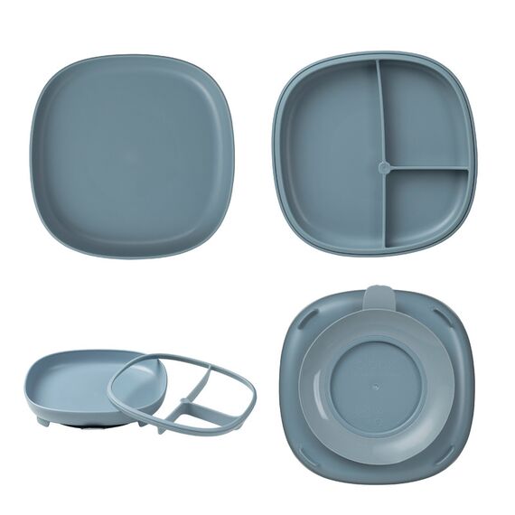 b.box 2 in 1 Suction Plate with Removable Divider, Color: Ocean