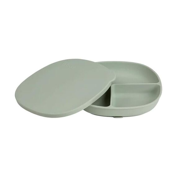 b.box Silicone Suction Plate with Lid , Color: Sage