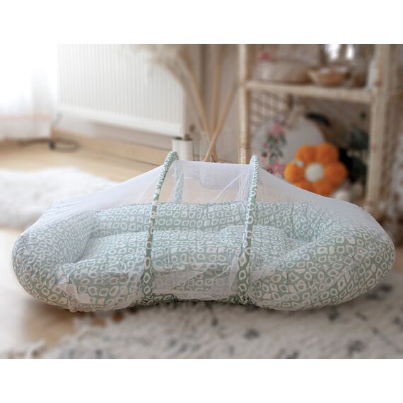 Babyjem Babynest with Mosquito Net 0-6 Months, Color: Green, 4 image