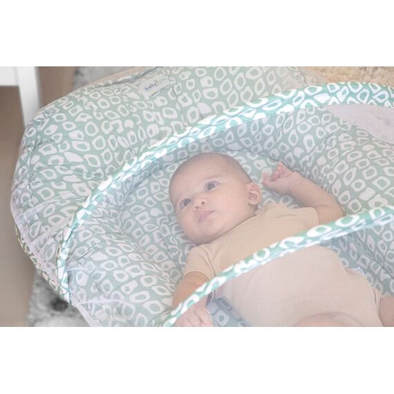 Babyjem Babynest with Mosquito Net 0-6 Months, Color: Green, 5 image