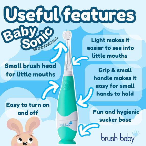 Brush-Baby BabySonic Electric Toothbrush 0–3 Years, Color: Teal, 2 image