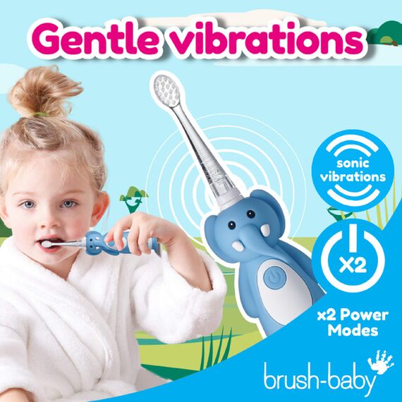 Brush-Baby WildOnes Rechargeable Electric Toothbrush for Kids 0–10 Years, Color: Blue, 2 image