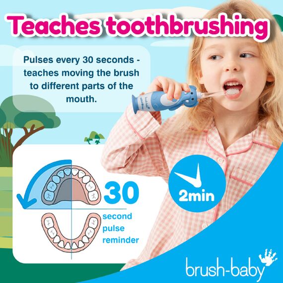 Brush-Baby WildOnes Rechargeable Electric Toothbrush for Kids 0–10 Years, Color: Blue, 5 image