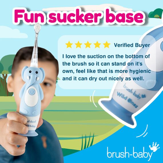 Brush-Baby WildOnes Rechargeable Electric Toothbrush for Kids 0–10 Years, Color: Blue, 6 image