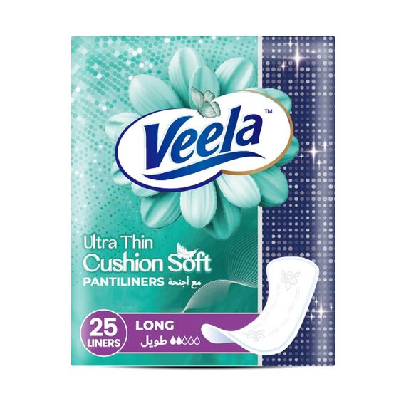 Veela Ultra Thin Pantiliners Ultra-Light Breathable Leak-Proof Daily Feminine Hygiene Protection Long 25 Count