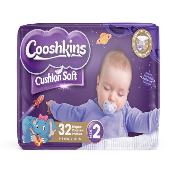 Cushion Soft Baby Diapers Size 2 32 Count Super Soft Cover Stretchy Fit Leak Guard Quick Absorb Core Hypoallergenic for 3–6 kg 7–13 lbs Babies