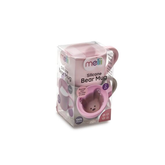 Melii Silicone Bear Mug 2 Pack, Color: Pink & Grey, 6 image