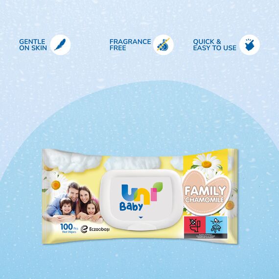 Uni Baby Family Wet Wipes Chamomile 100 pcs, 3 image