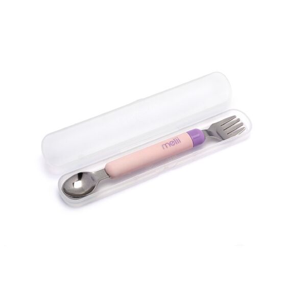 Melii Detachable Spoon & Fork with Carrying Case, Color: Pink & Purple, 5 image