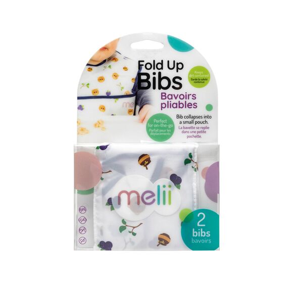Melii Fold Up Bib with Scoop 2 Pcs, Color: White & Navy, 4 image
