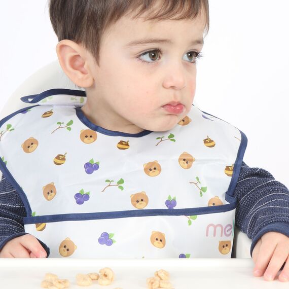 Melii Fold Up Bib with Scoop 2 Pcs, Color: White & Navy, 5 image