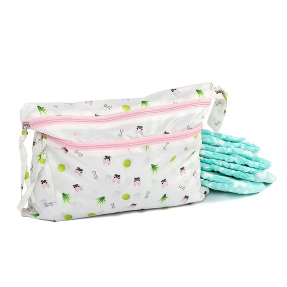 Melii Multi Purpose Waterproof Wet Bag, Color: White & Pink