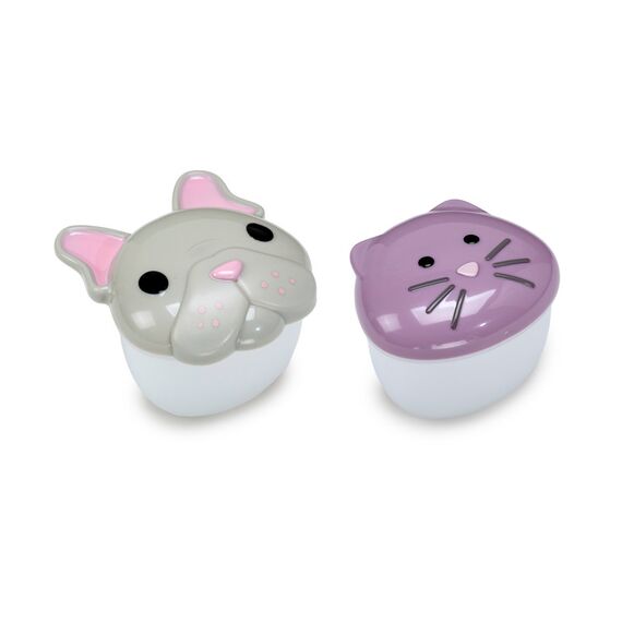 Melii Snack Food Storage Container with PP Base 232 ml 2 Pcs, Color: Grey & Purple
