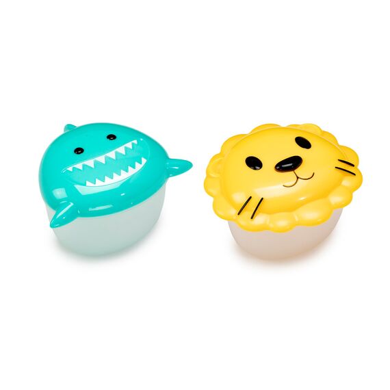 Melii Snack Food Storage Container with PP Base 232 ml 2 Pcs, Color: Turquoise & Yellow