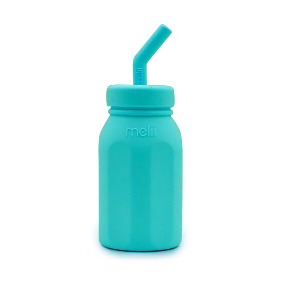 Melii Silicone Water Bottle with Straw 230 ml, Color: Turquoise