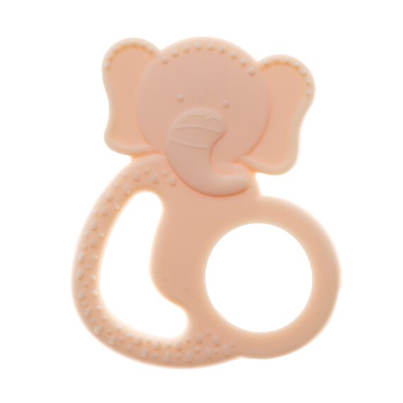 BabyJem Silicone Elephant Teether with Stainless Steel Core, Color: pink