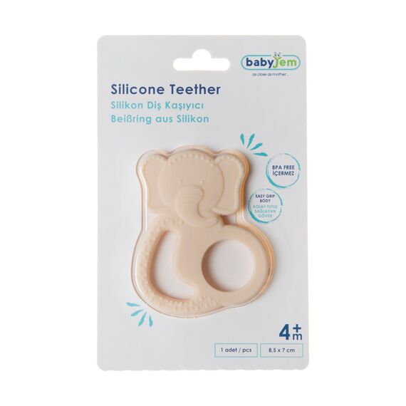 BabyJem Silicone Elephant Teether with Stainless Steel Core, Color: pink, 4 image
