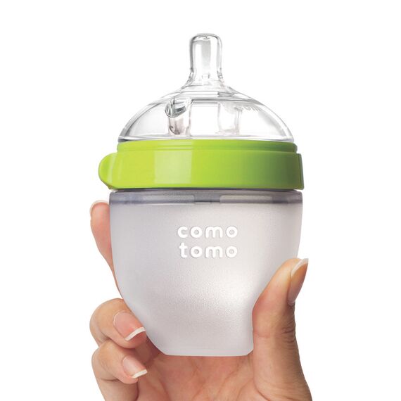 Comotomo Natural Feel Baby Bottle 150 ml 2 Pcs, Color: Green & White, 2 image