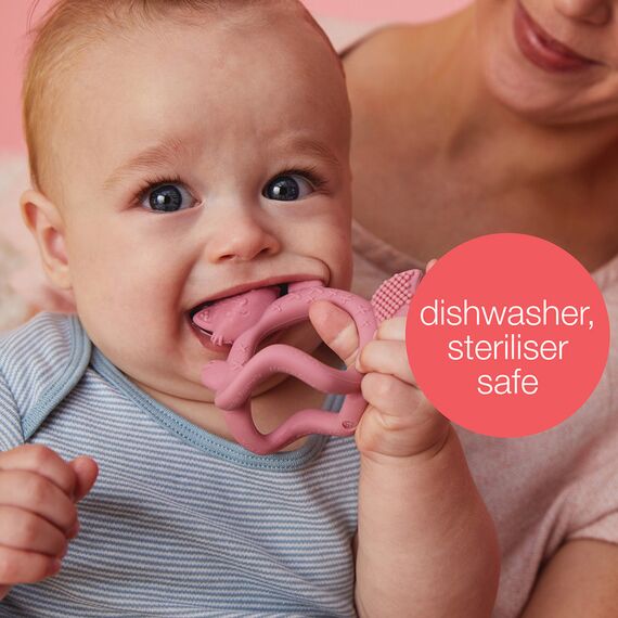 b.box Wrist Teether Soft Silicone Teething Toy 3m+, Color: Blush, 5 image