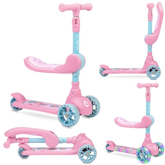 MoMi Kiuru 2-in-1 Scooter and Ride-On, Color: pink, 6 image