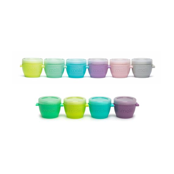 Melii Snap & Go Pods Baby Food Storage Container 10 pcs (2oz x 6 pcs & 4oz x 4 pcs)