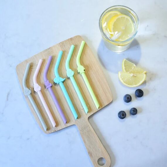Melii Silicone Straws with Animals Clip Design & Cleaning Brush Set of 6 pcs, 3 image