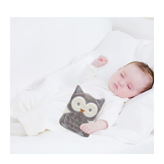 Babyjem Cherry Seeds Filled Velvet Colic Owl Shaped Pillow 0 Months+, Color: Grey, 4 image