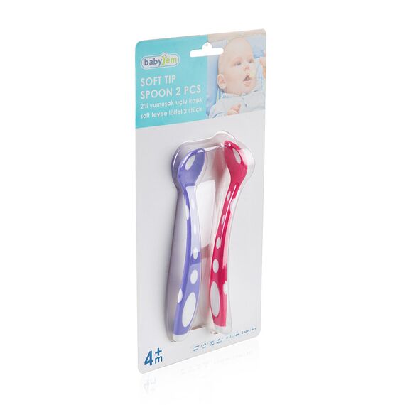 Babyjem Soft Tip Spoon 2 Pcs, Color:  Pink & Purple, 6 image