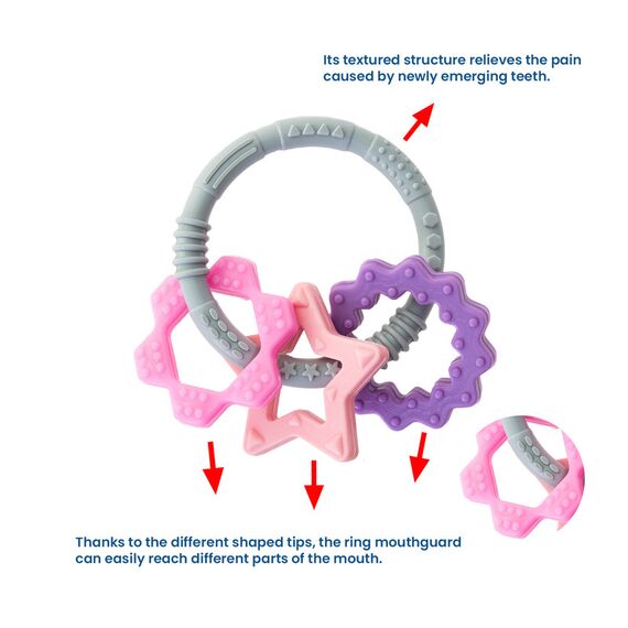 Babyjem Silicone Ring Teether, Color: pink, 3 image
