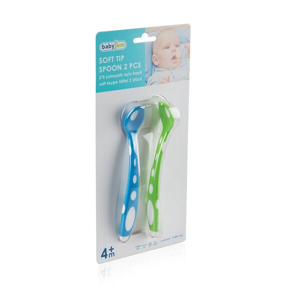 Babyjem Soft Tip Spoon 2 Pcs, Color: Blue & Green, 7 image