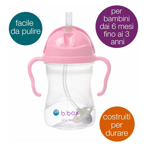 B.Box Sippy Cup with Weighted Straw, Color: Cherry Blossom, 2 image