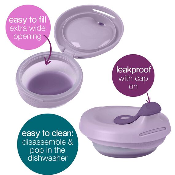 b.box Fill + Feed Reusable Silicone Food Pouch 110ml, Color: Purple, 2 image