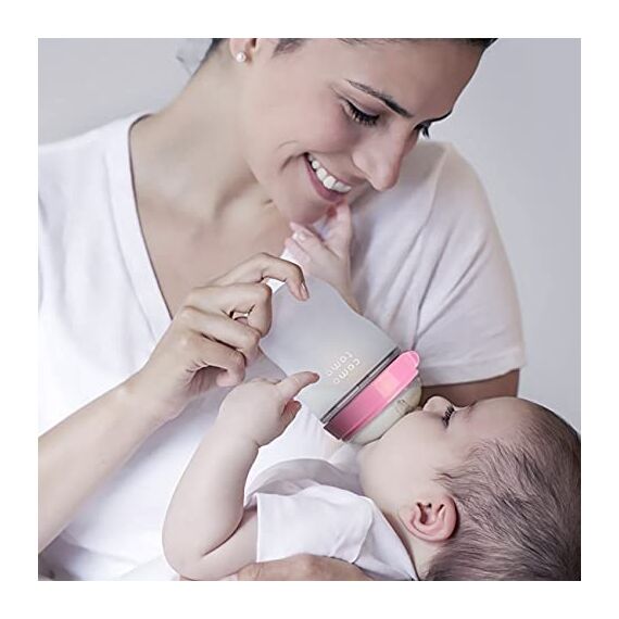 Comotomo Baby Bottle Bundle Set, Color: Pink & White, 6 image