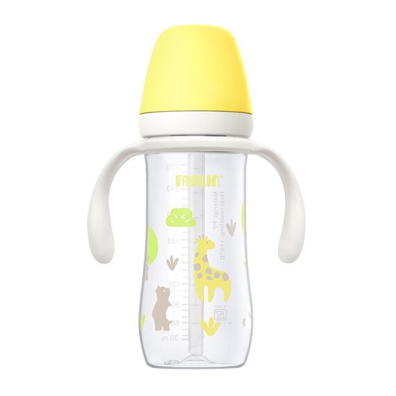 Farlin Grow With Colors PP Wide Neck Drinking Cup with Handle 270ml 6M+, Color: yellow