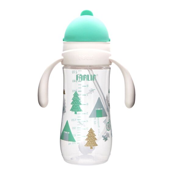 Farlin Grow With Colors PP Wide Neck Drinking Cup with Handle 270ml 6M+ Sliding Lid, Color: Green