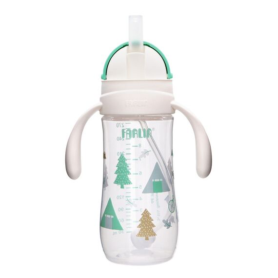 Farlin Grow With Colors PP Wide Neck Drinking Cup with Handle 270ml 6M+ Sliding Lid, Color: Green, 2 image