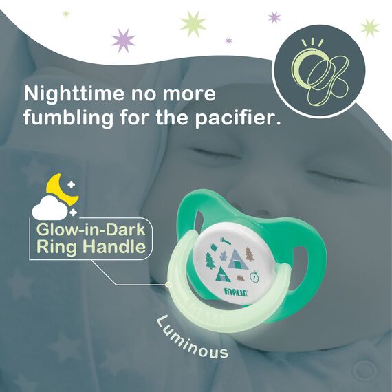 Farlin Chu Chu Cherry Pacifier with Luminous Ring 6M+, Color: pink, 7 image