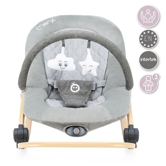 MoMi Lumiwood Baby Bouncer - Grey, 2 image