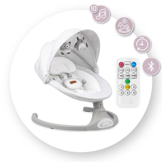 MoMi Kenani Electric Baby Bouncer, Color: Light Grey, 4 image