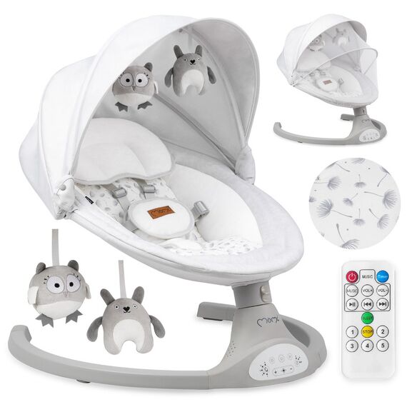 MoMi Kenani Electric Baby Bouncer, Color: Light Grey, 6 image