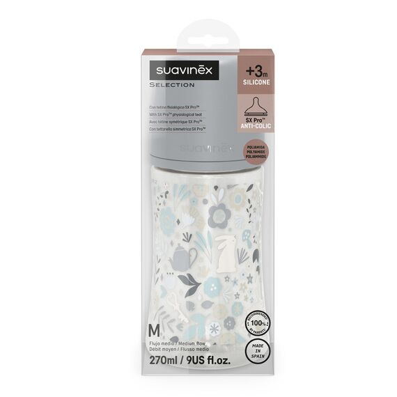 Suavinex Wonderland Polyamide Baby Bottle Medium Flow 270 ml 3+ Months, Color: Blue, 3 image