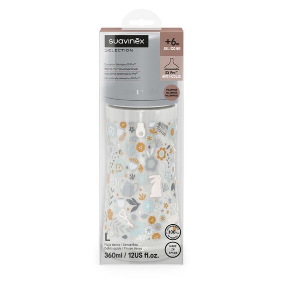 Suavinex Wonderland Polyamide Baby Bottle with Dense Flow Physiological Teat 360ml 6+ Months, Color: Blue, 3 image