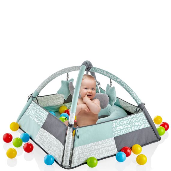 Babyjem 3 in 1 Play Mat with Balls & Toys 0-6 Months, Color: Green