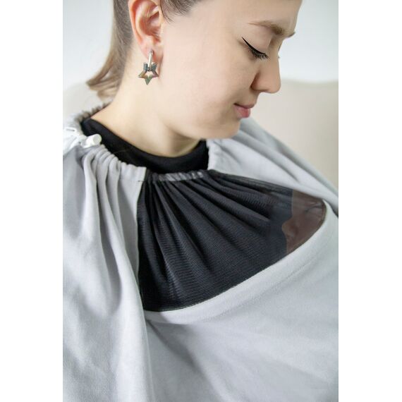 Babyjem Breast Feeding with Tulle Cover - Grey, 3 image